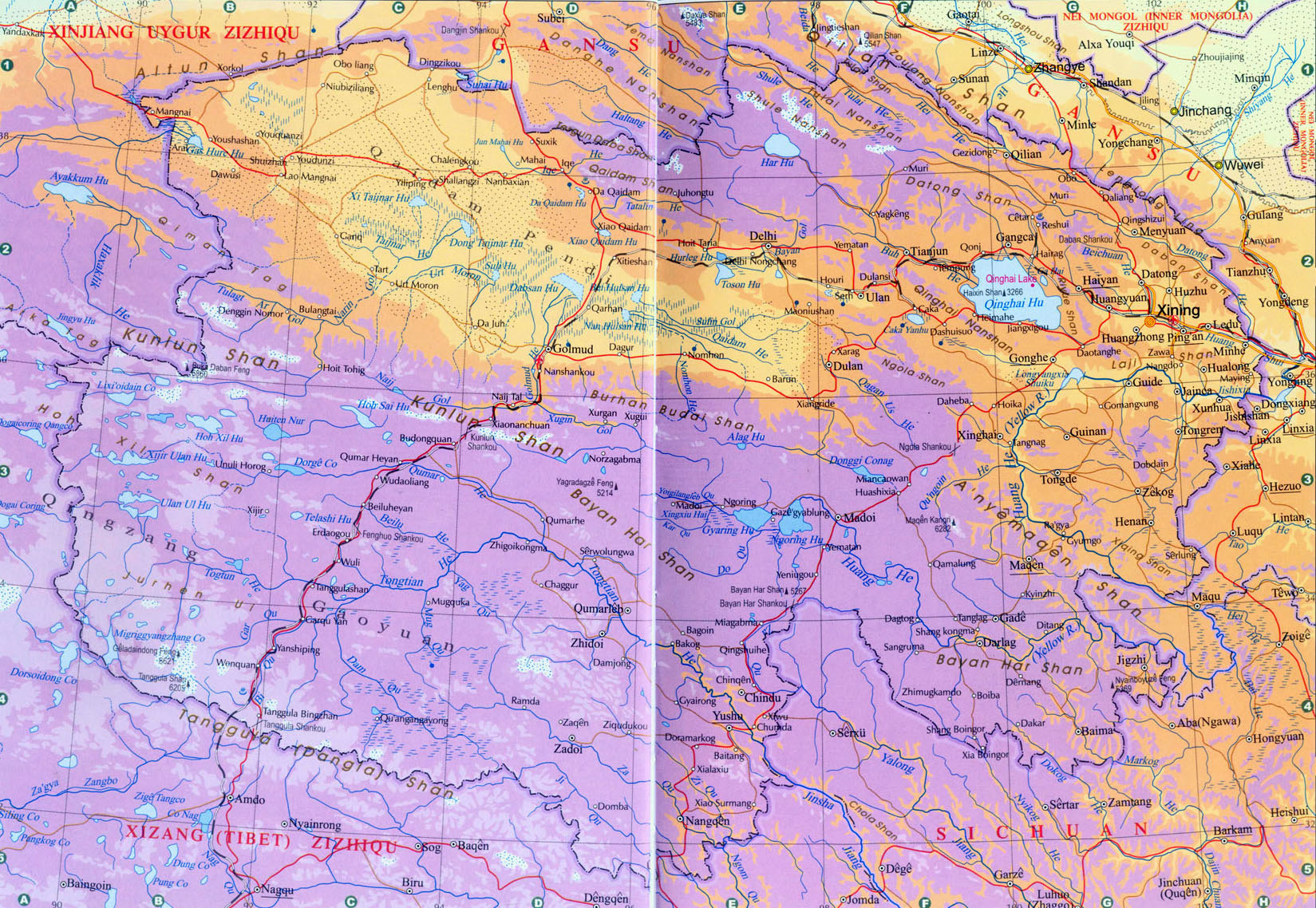 Relief map of Qinghai Province